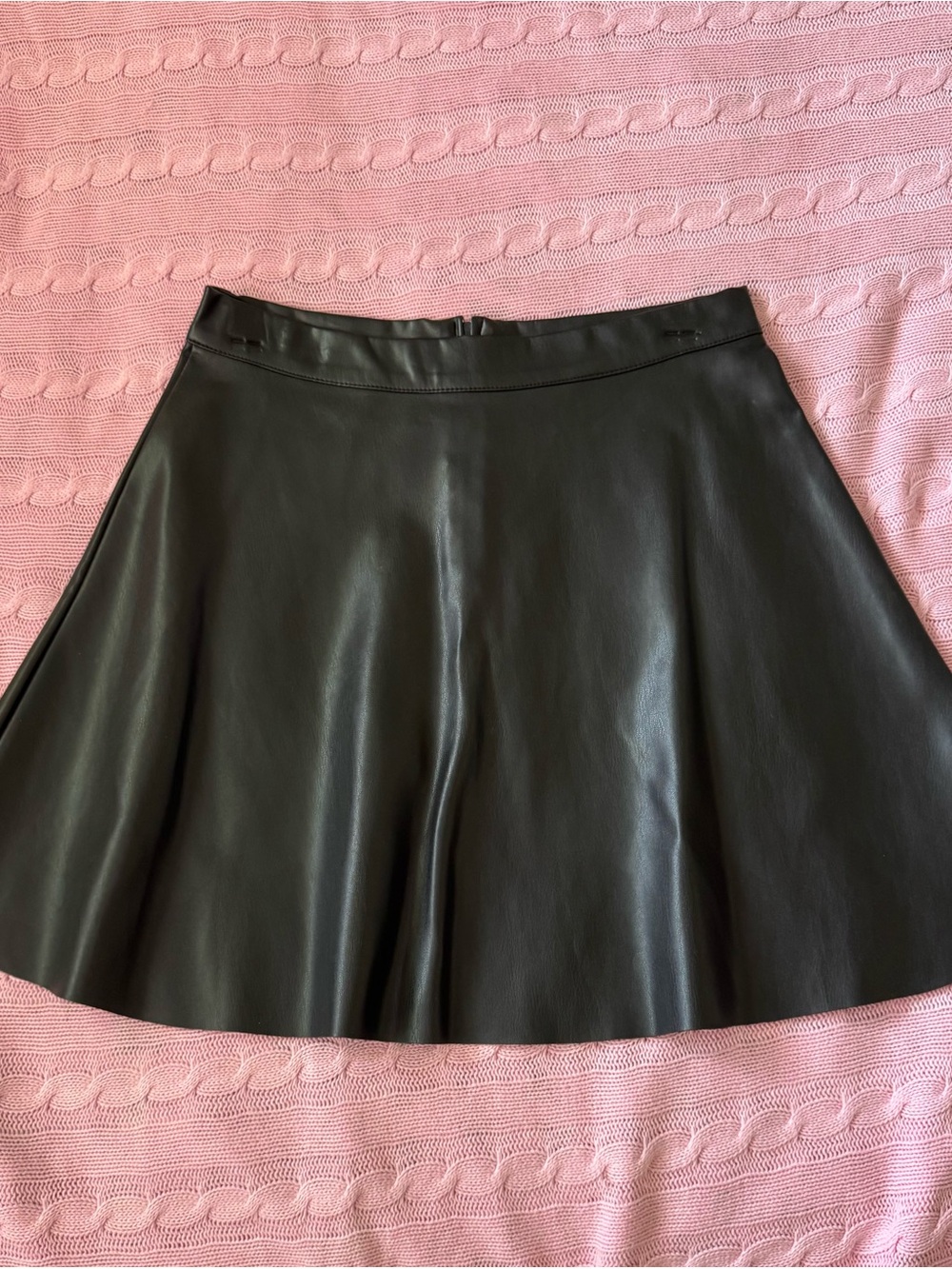 Elan Black Faux Leather Skater Skirt